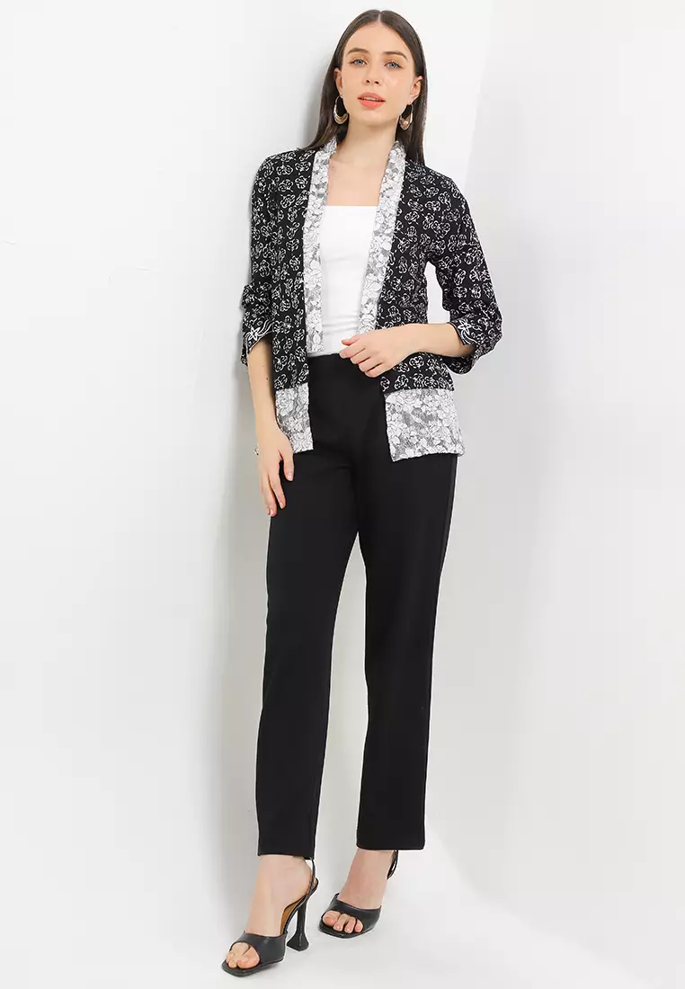 Outer Cardigan Batik Wanita Myra Black White