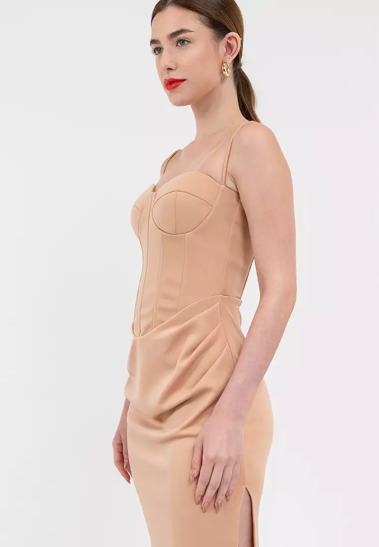 Liora Bustier Draped Maxi Dress