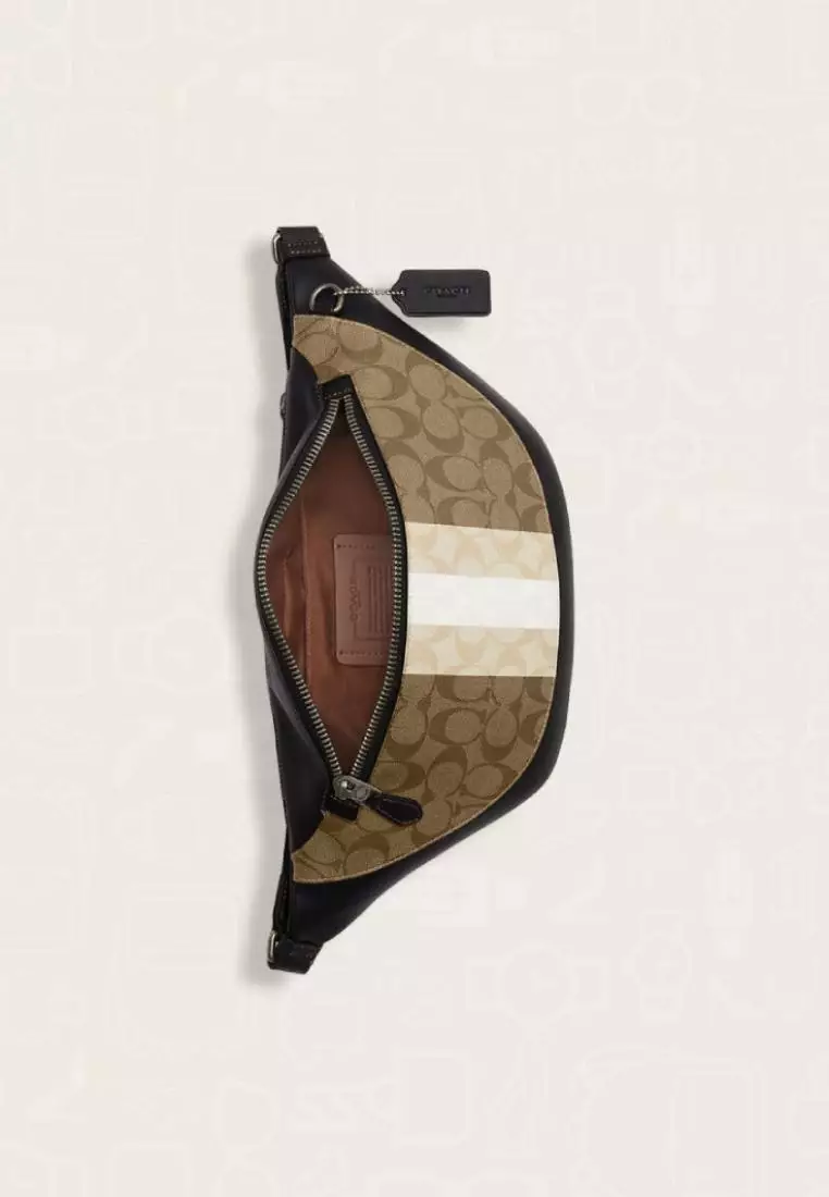 Jual Coach Coach Warren Belt Bag In Blocked Signature Canvas With