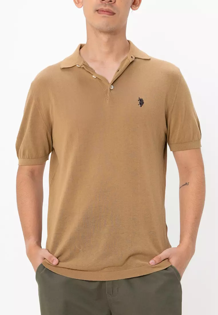 定価2.4万 URU KNIT POLO 酔っ払い SHIRTS MILK TEA