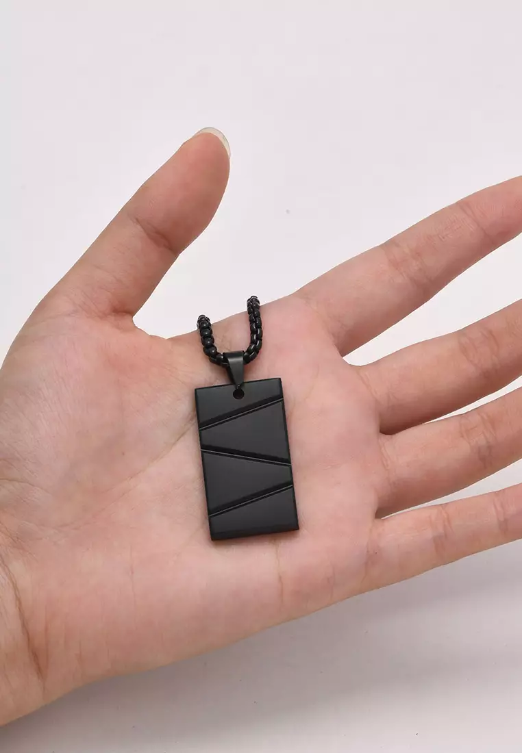 Titanium Steel Rectangle Bar Pendant Necklace JW QX-1927