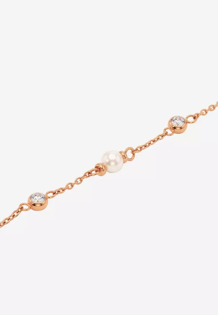 「堅不可摧的你」珍珠手鏈（玫瑰金）