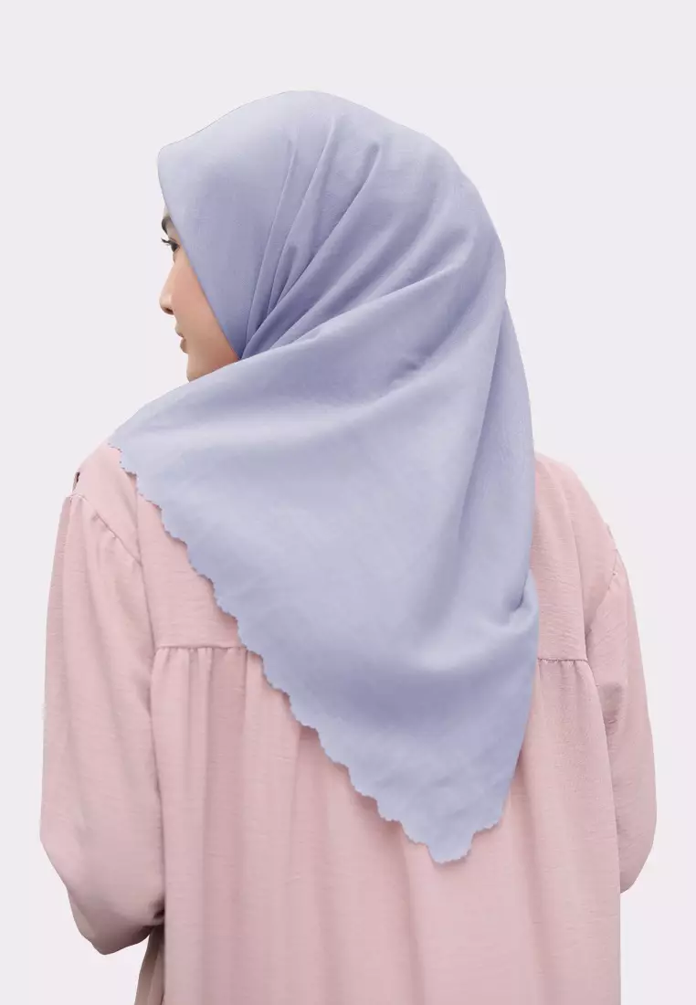 Zelena - Yuki Plain Paris Japan | Hijab Segiempat Paris Polos Lasercut - Icelandic Blue