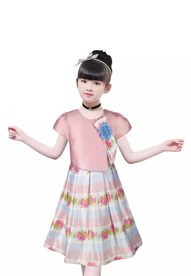 Two Mix Baju Anak Perempuan Fashion - Dress Anak Wanita Bahan Kain Satin Usia 1-12 Tahun 4276