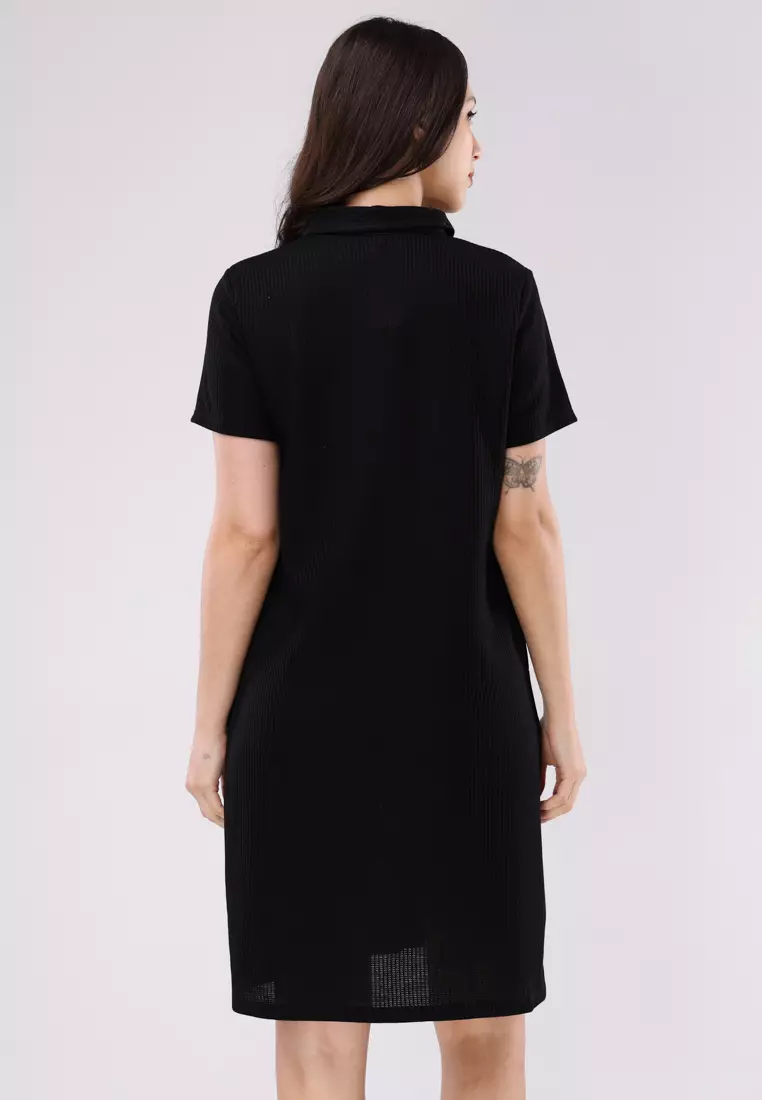 Special Cotton Waffle Knits Short Sleeve Dress