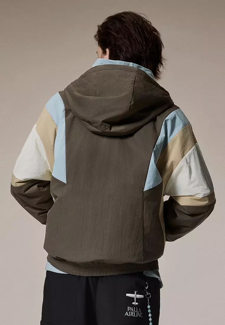 MEN'S LOGO LOOSE FIT COLOR BLOCKS HOODED JACKET
