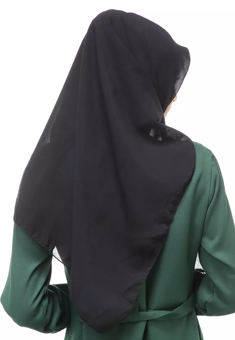 Kanya Hijab Scarf  Motif Polos Wanita Muslimah Relaxed Fit - Black
