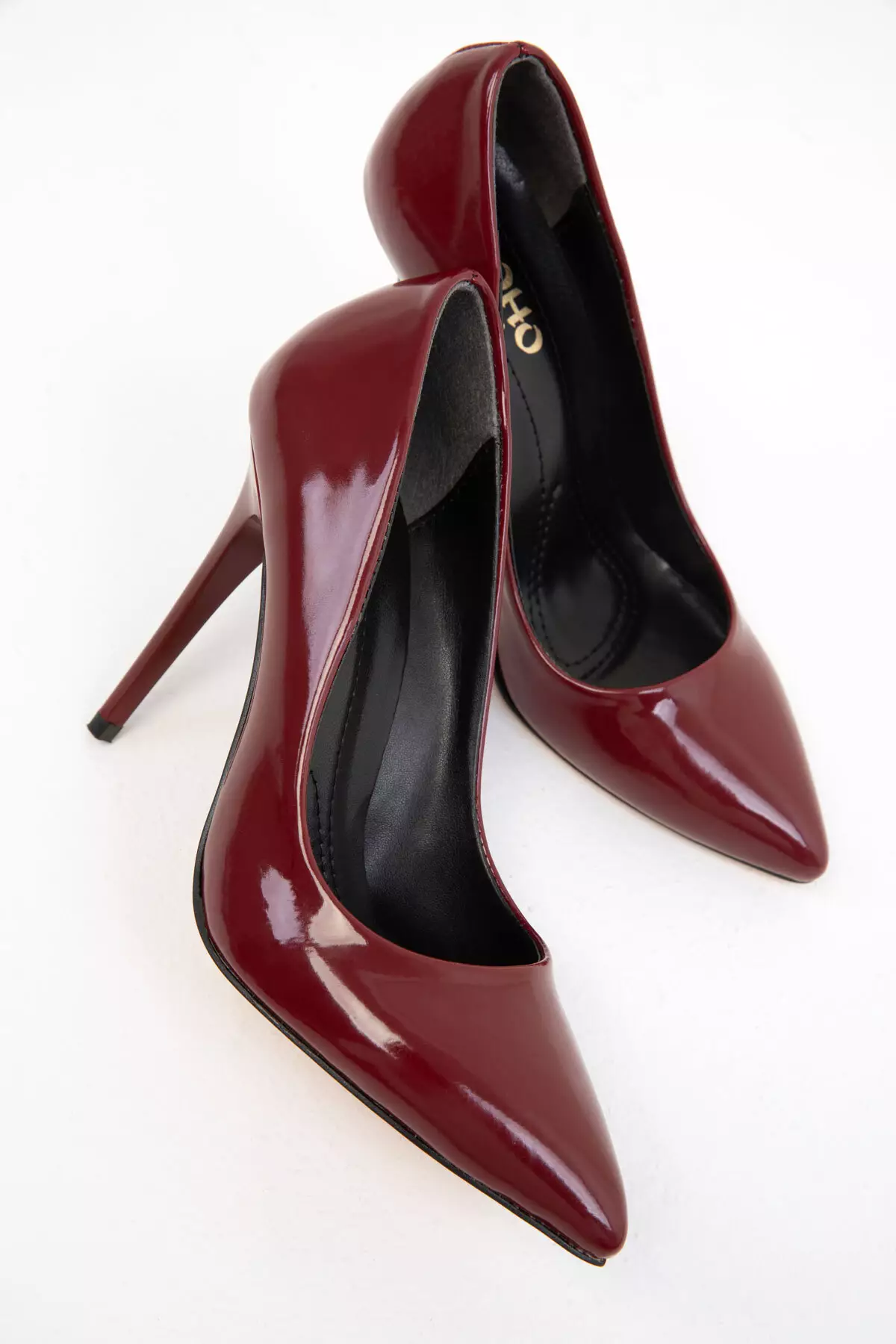 Claret Red Patent Leather 1972 Model Classic Women's Heeled Shoes