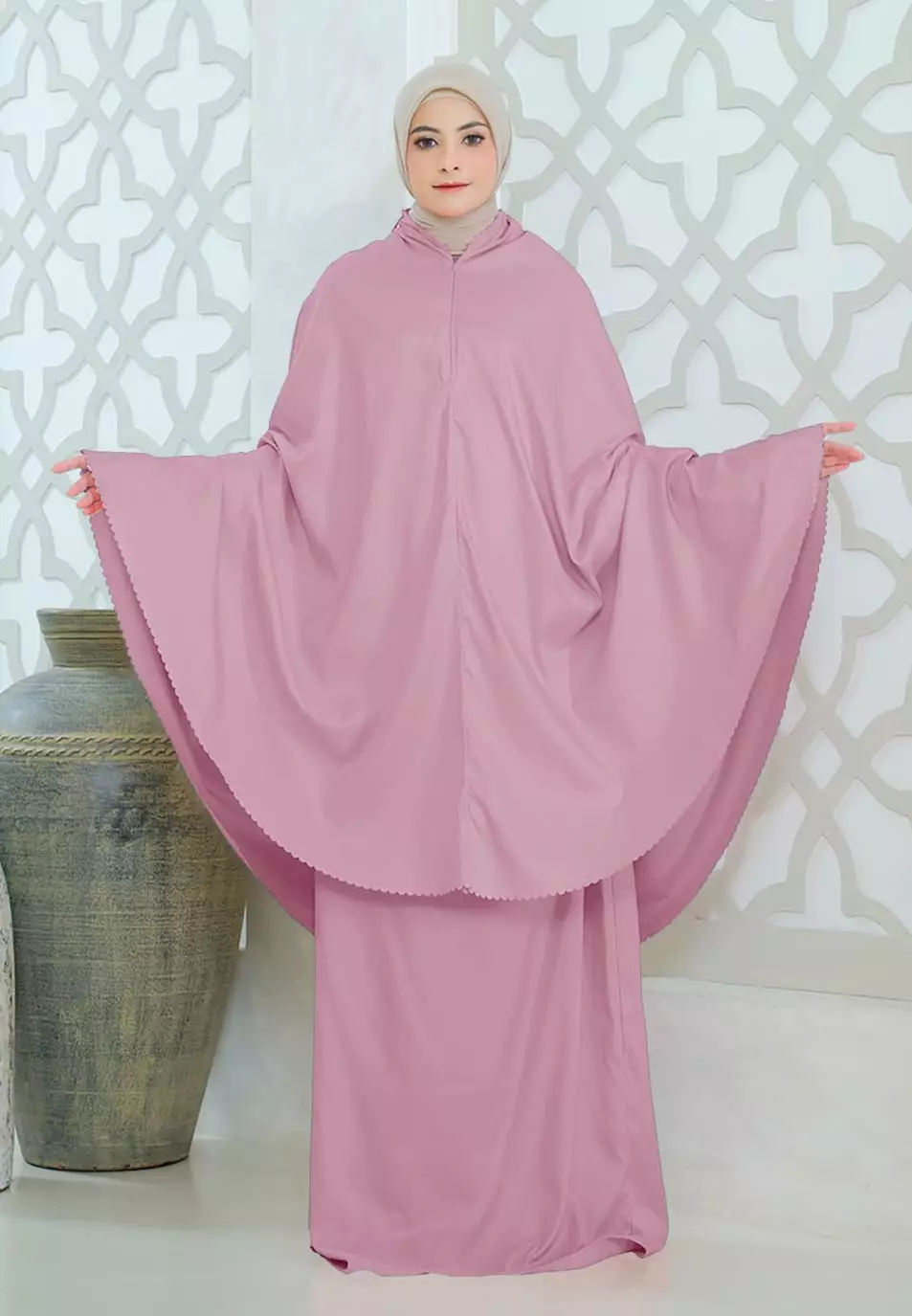 Zelena - Mukena Basic Sabira Lasercut 2in1 Prayer Set - Dewasa