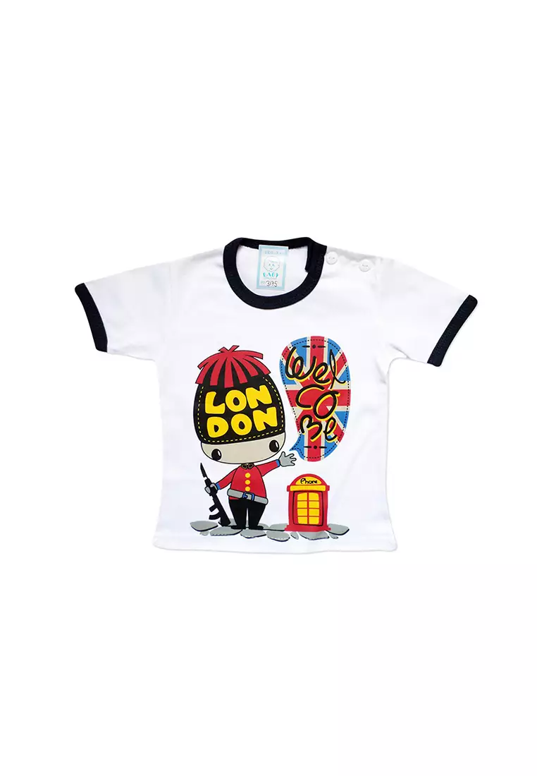Skabe Pakaian Bayi Anak Laki Laki Baju Atasan Oblong lengan Pendek Motif London Setelan Celana Kaos All Size Baby Putih Untuk Usia 3 Bulan Hingga 4 Bulan 3175 Everyday