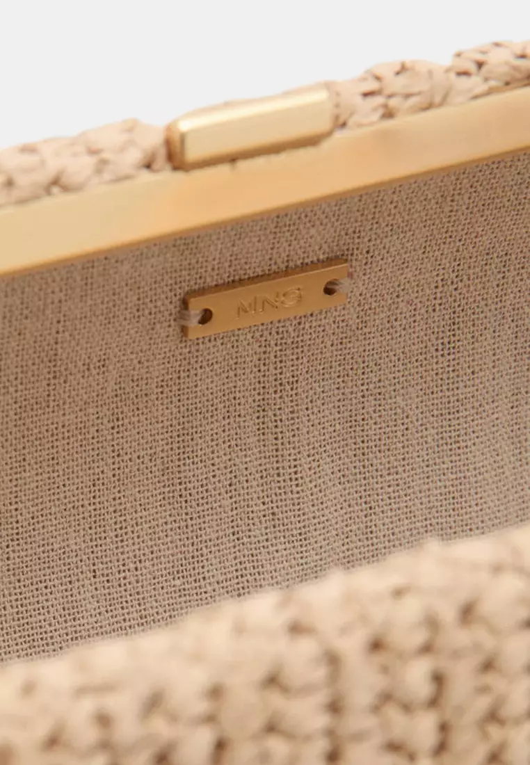 Natural Fibre Shoulder Bag With Bead Detail
