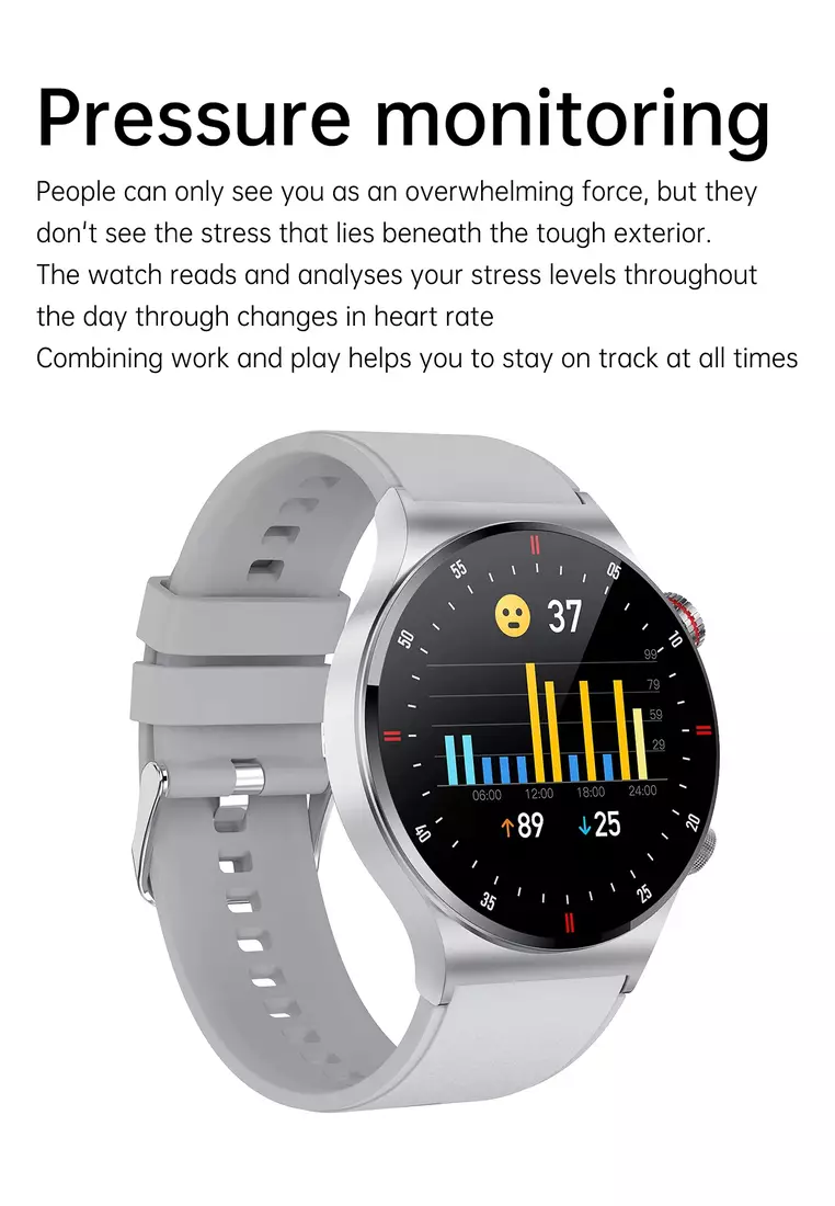 SmartWatch with Stainless Steel Bracelet + 1 Free Rubber Strap