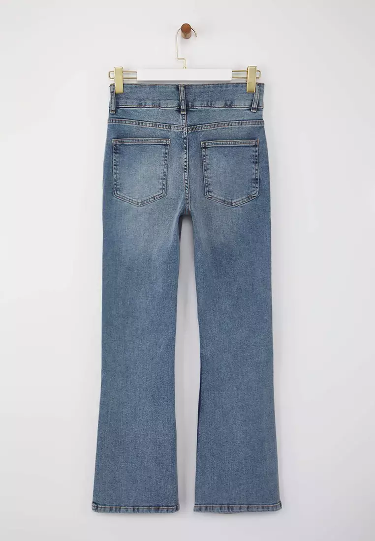 Blue Stone Detailed High Waist Flare Jeans Twoaw26Je00035