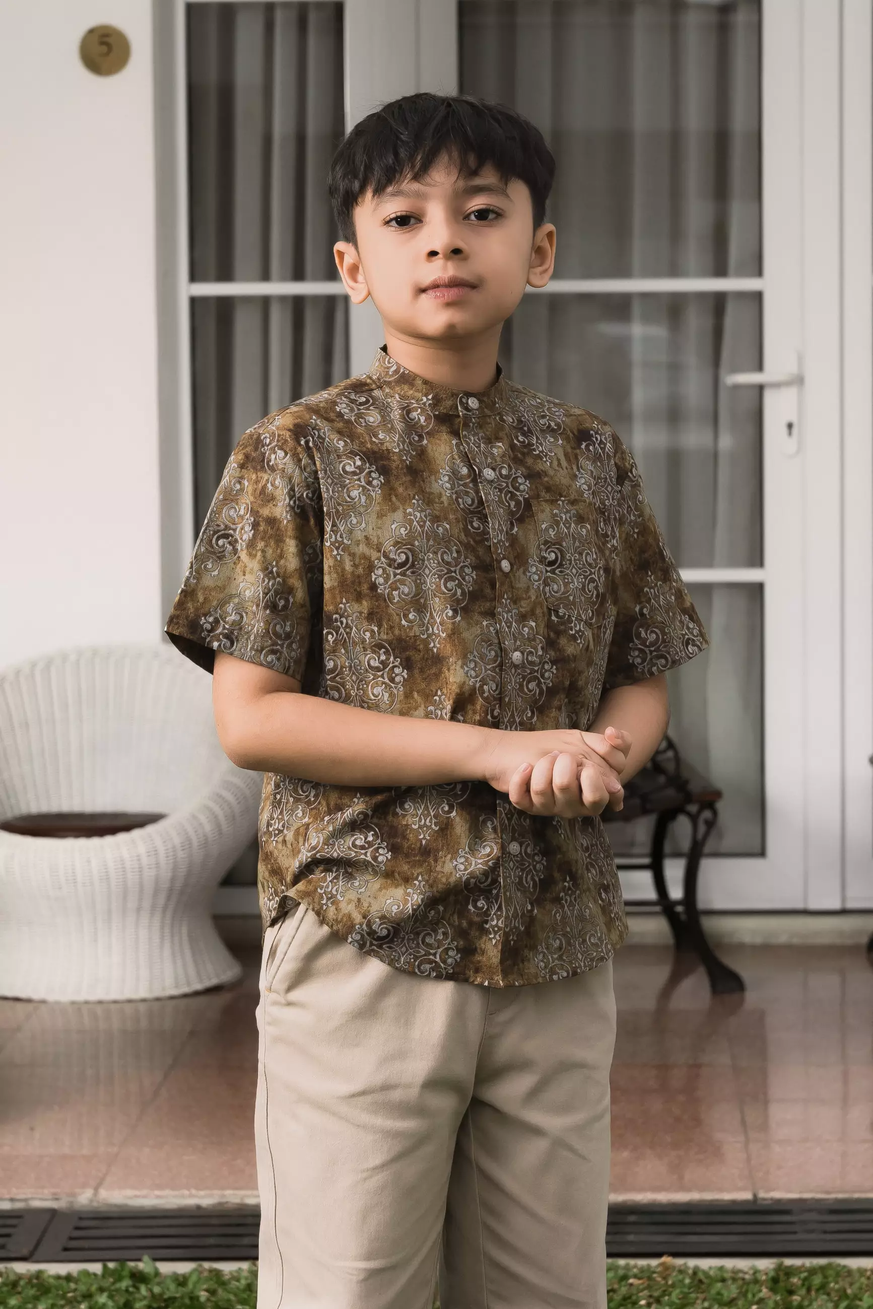 AMK Sarimbit Keluarga Set Namas Series Brown Junior Koko Anak