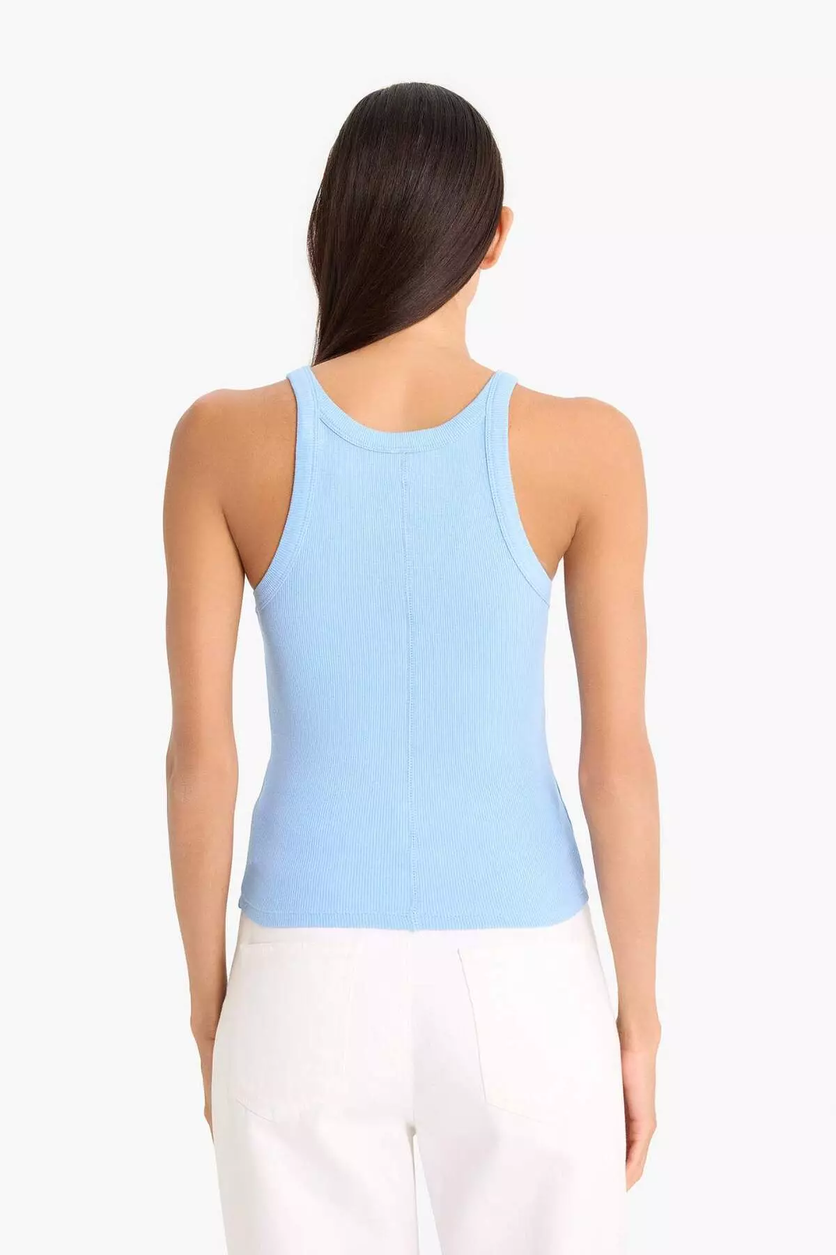 Slim Fit Slim-Fit Halter Neck Basic Plain Ribbed Camisole Undershirt E2176Ax25Sp