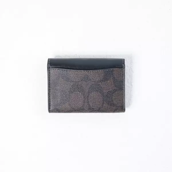 Dompet COACH WYN MONOGRAM DARK BROWN BLACK FLAP WALLET 100% ORIGINAL