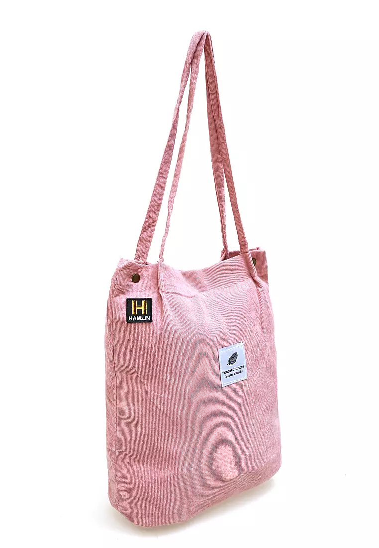 Millane Totebag Wanita Polos Kasual Large Storage Material Soft Corduroy ORIGINAL - Pink