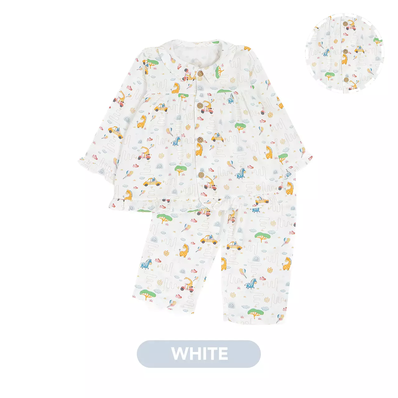 Mooi Piyama Panjang Anak Baju Tidur Cheryl Anak Long Pajamas Kids - White