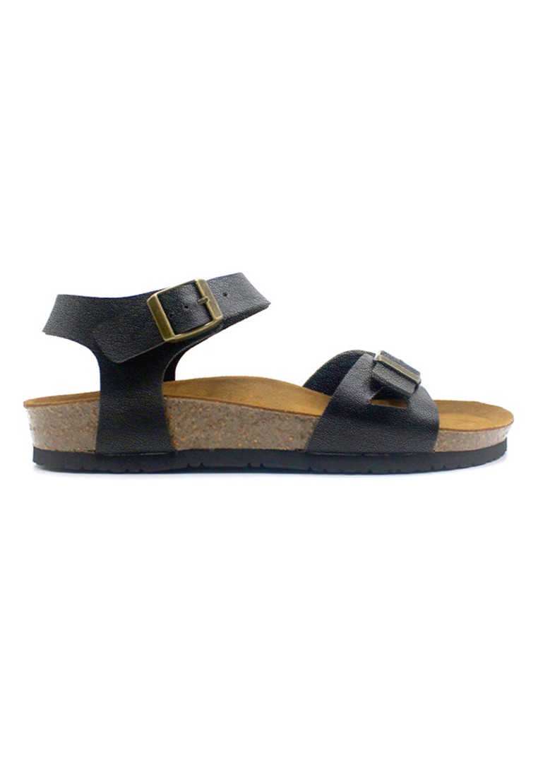 Naples - Black Leather Sandals & Flip Flops