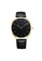 Aries Gold 黑色 and 金色 Aries Gold Urban Santos Gold Stainless Steel G 1022 G-BK Black Leather Strap Men's Watch BE390AC16062DCGS_1