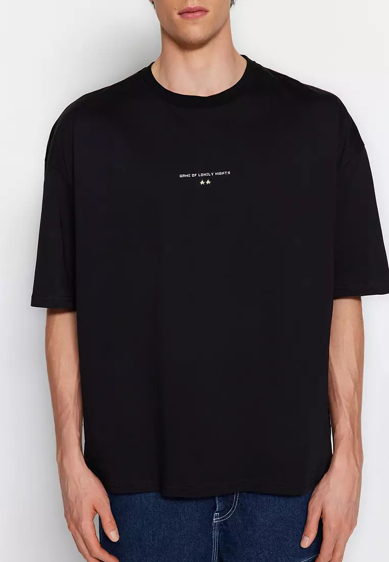 Crew Neck Short Sleeve Game Over Printed T-Shirt