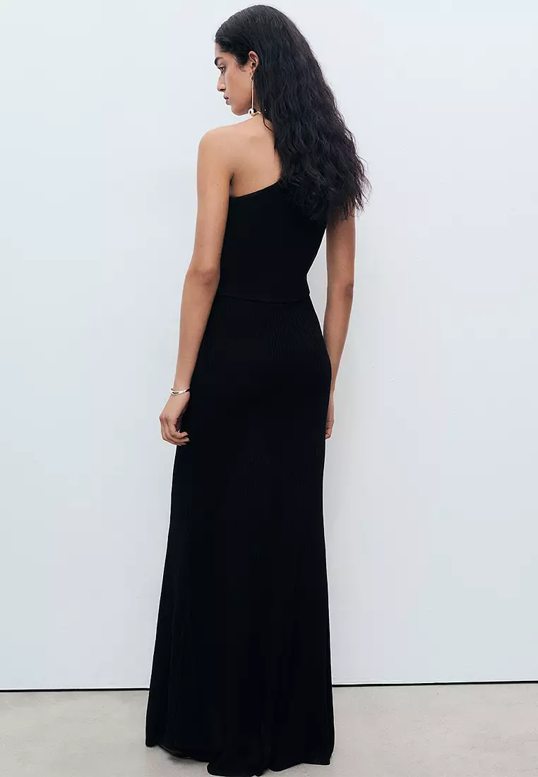 Asymmetrical Combined-Knit Dress