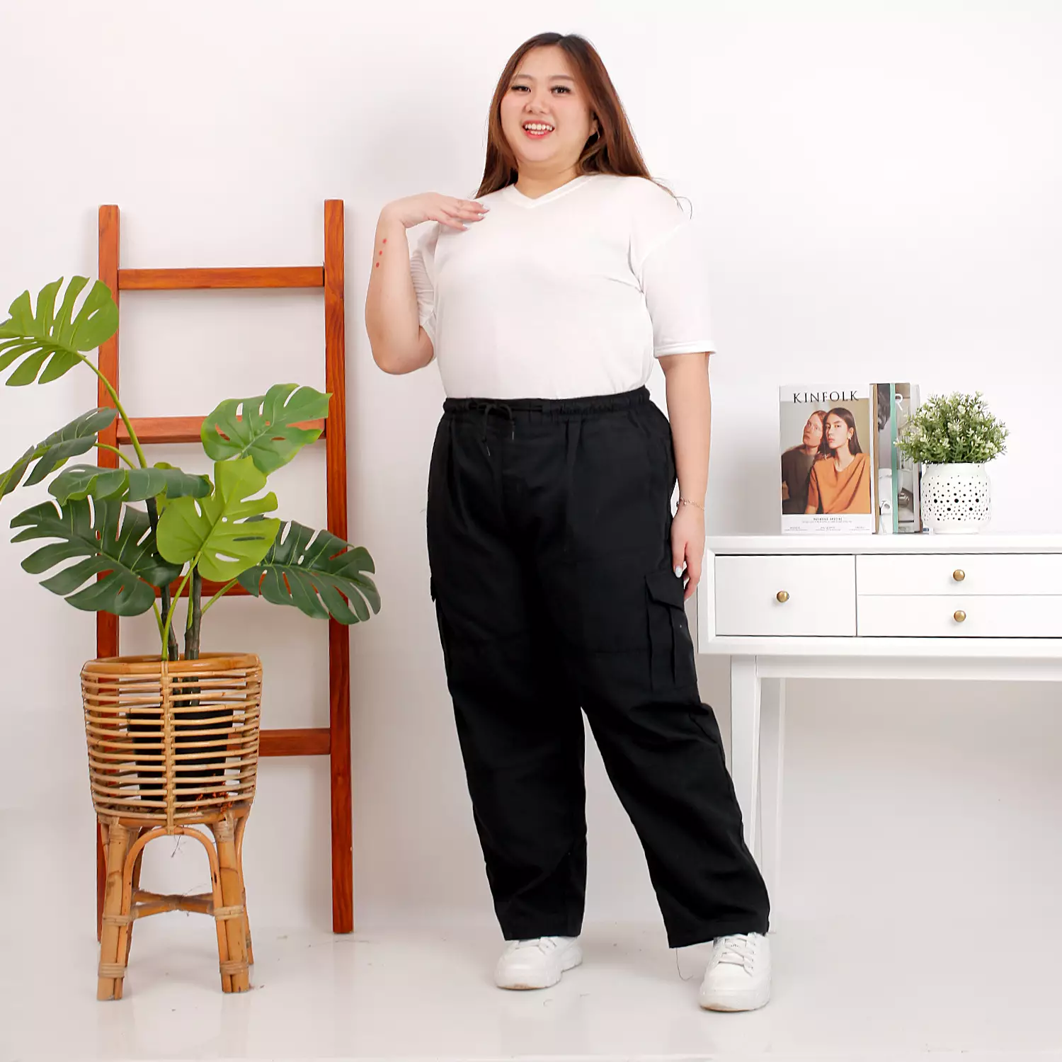  DESSY BIG Celana Cargo Hitam Celana Cargo BIG SIZE Tactical Cargo Pants Wanita - HITAM