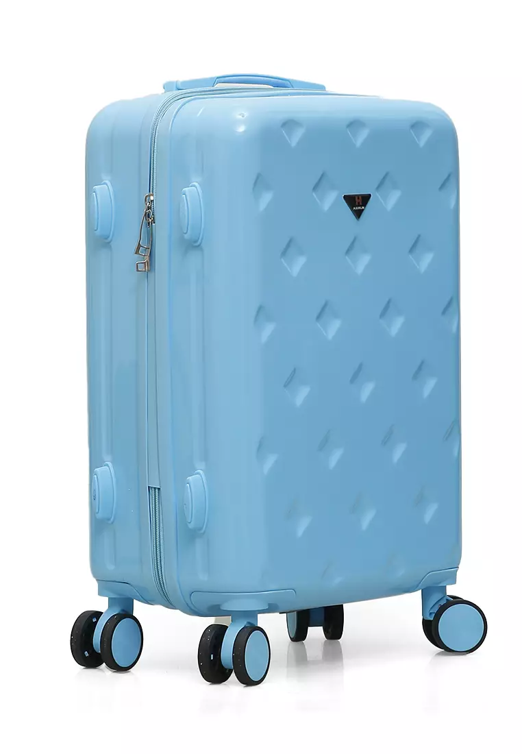 Carlton Koper Size 20inch Diamond Zipper 3 Number Combination Suitcase Unisex Material Fiber ORIGINAL - Blue
