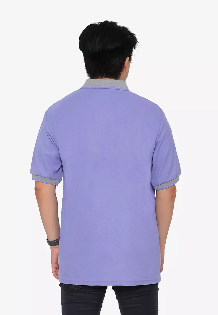 Andre Michel Kaos Polo Shirt Lengan Pendek Kerah Abu Ungu Muda 933-53