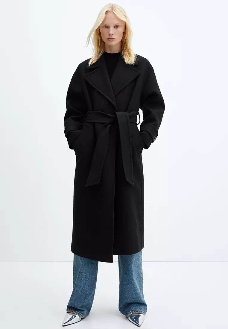 Mango black outlet wool coat