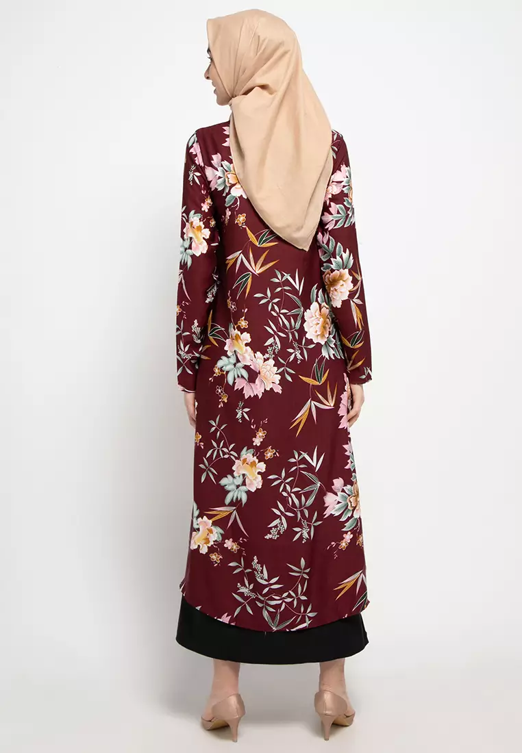 Eva Maxi Dress In Maroon Print