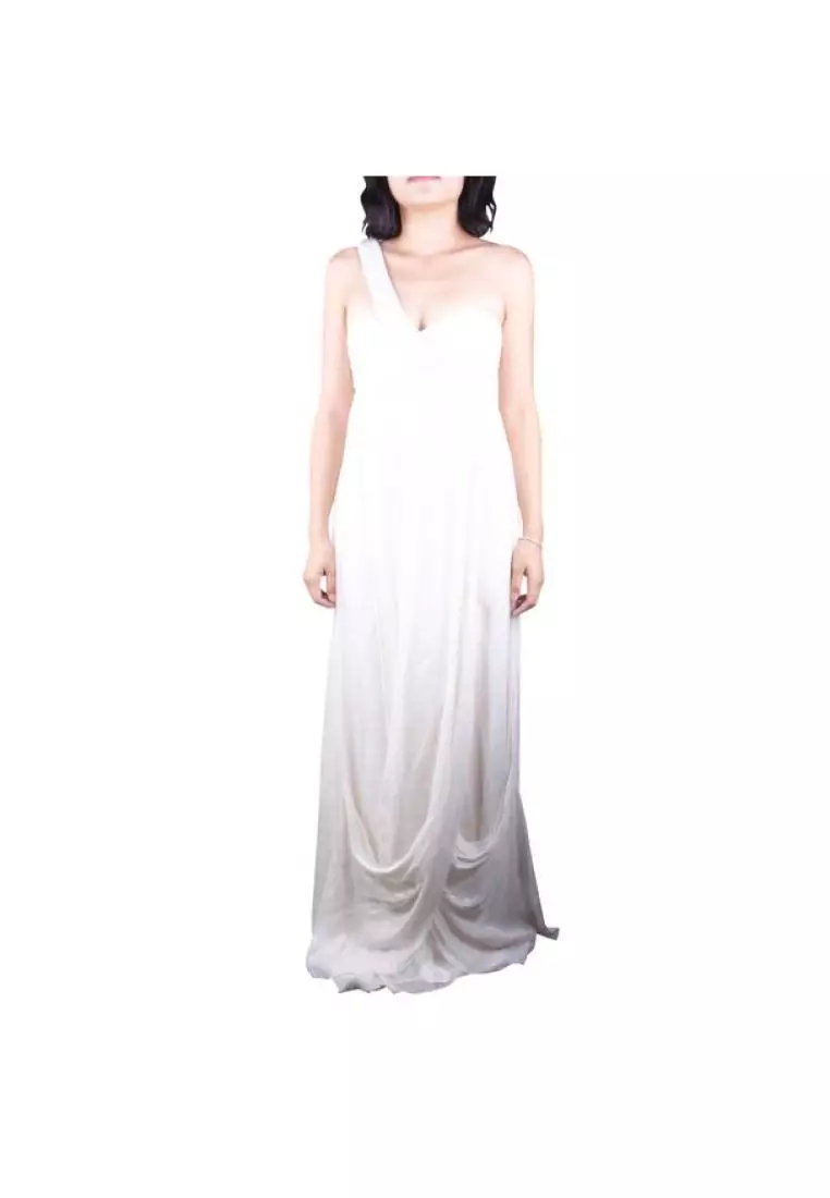 White silk formal top dress
