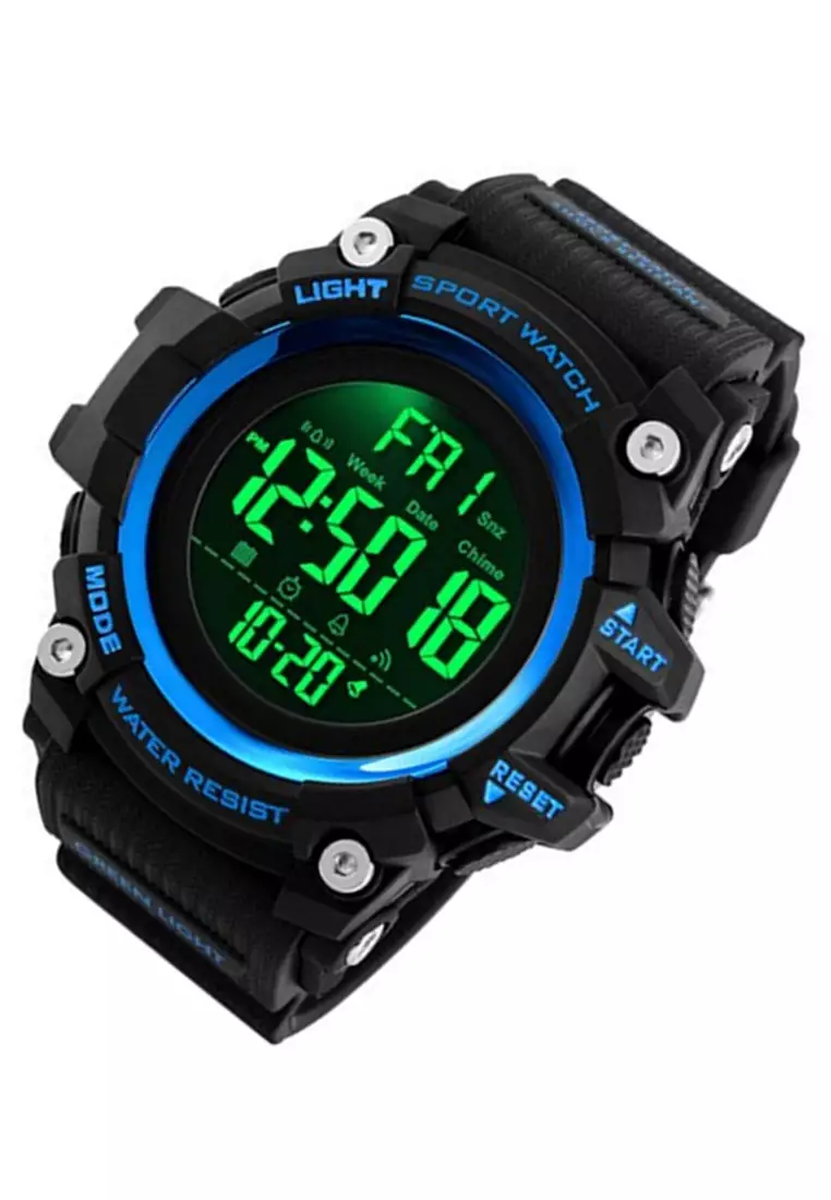 Jam Tangan Sporty Digital Pria Waterproof Many Function Strap Tali Material Stainless Steel PU XO20 ORIGINAL