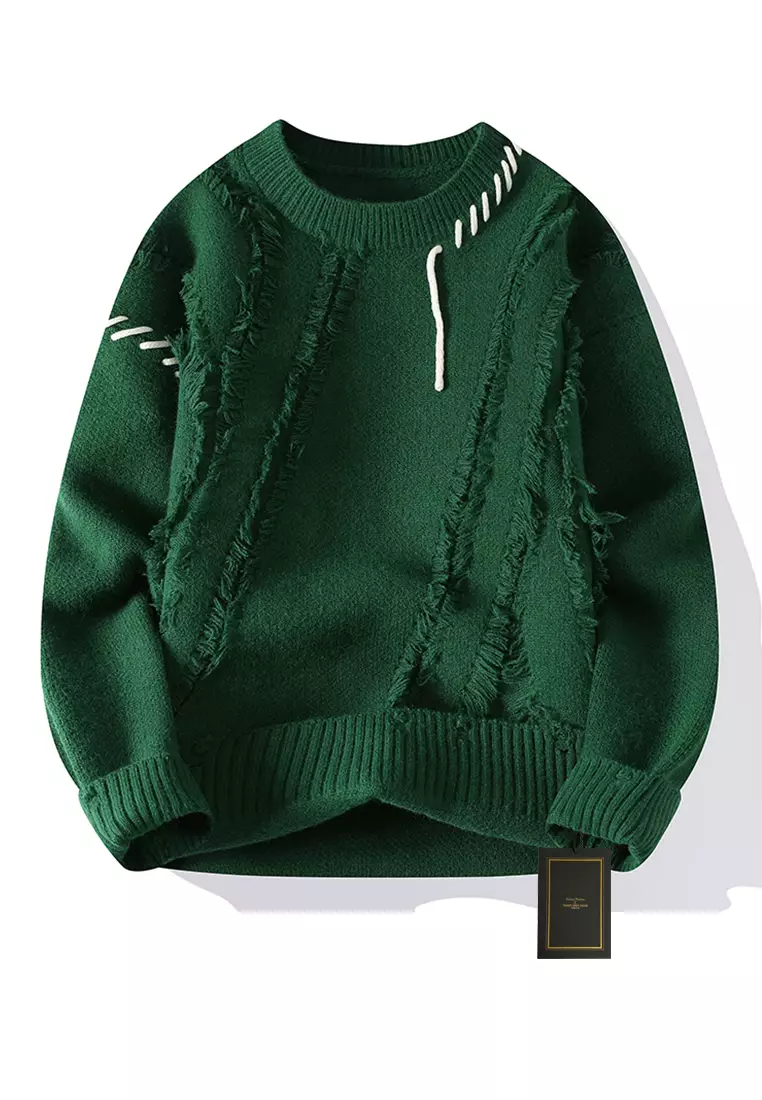 Men's contrast online spliced knit sweater