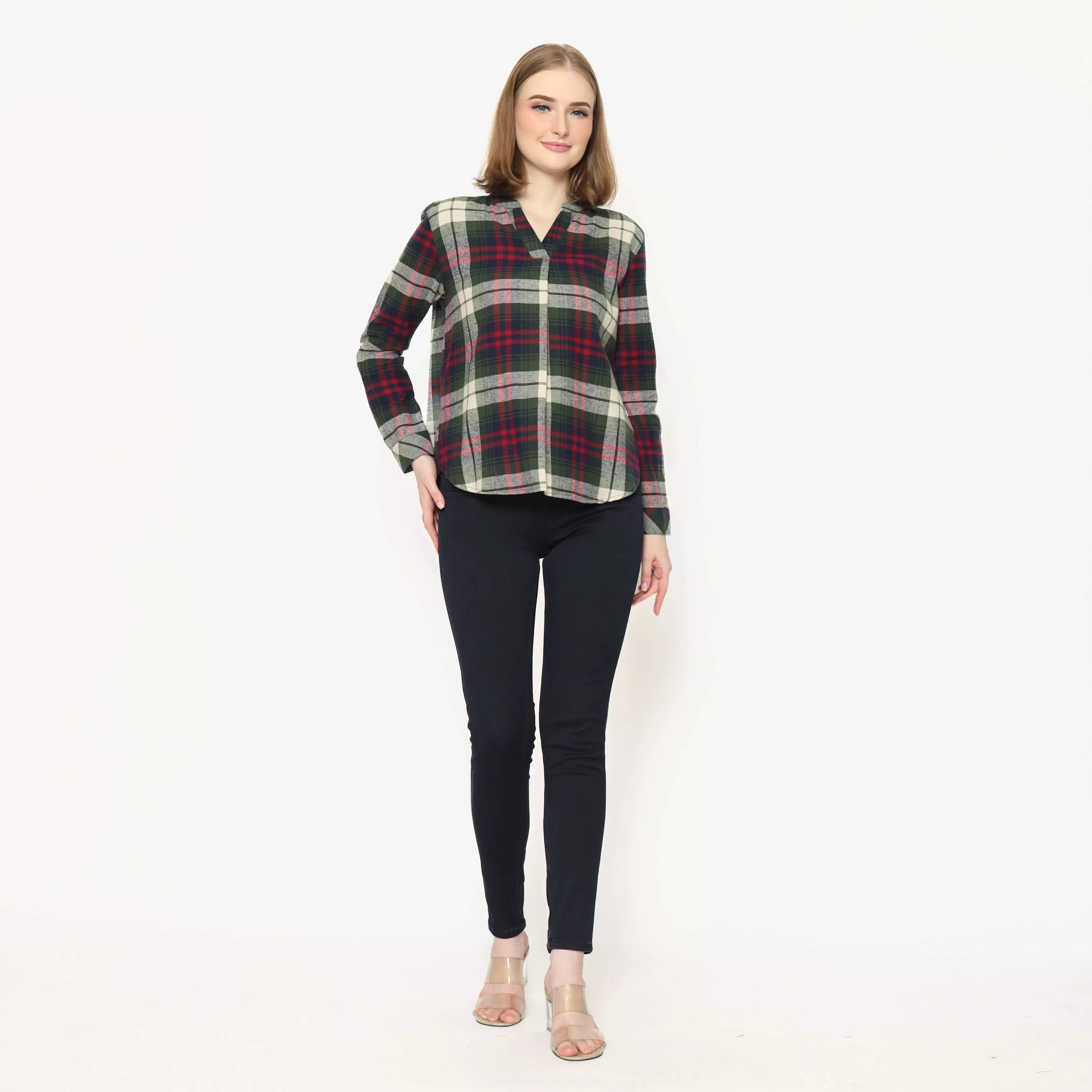 Elaina Flanel Blouse Green