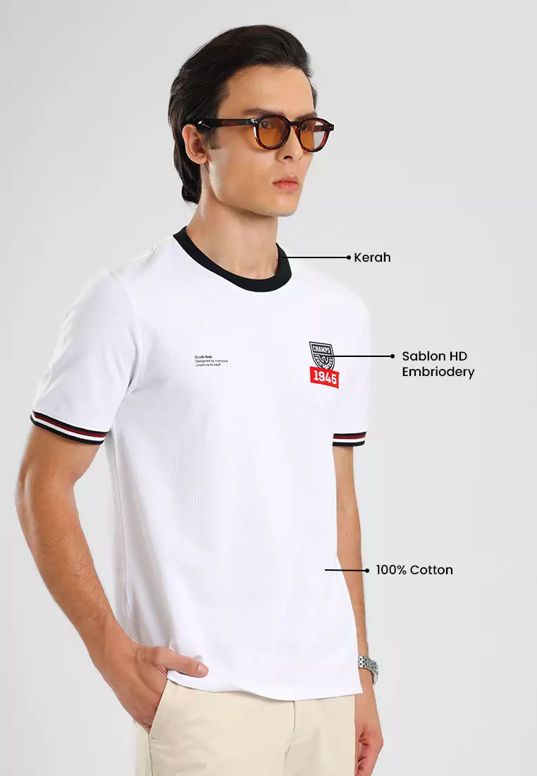 Manzone - Kaos Lengan Pendek Pria Id Wiratama Slim Fit - White Colour White