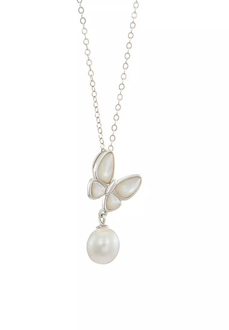 HABIB 925 White Gold Fresh Water Pearl Necklace Z4528S(1)-P+N(WG)