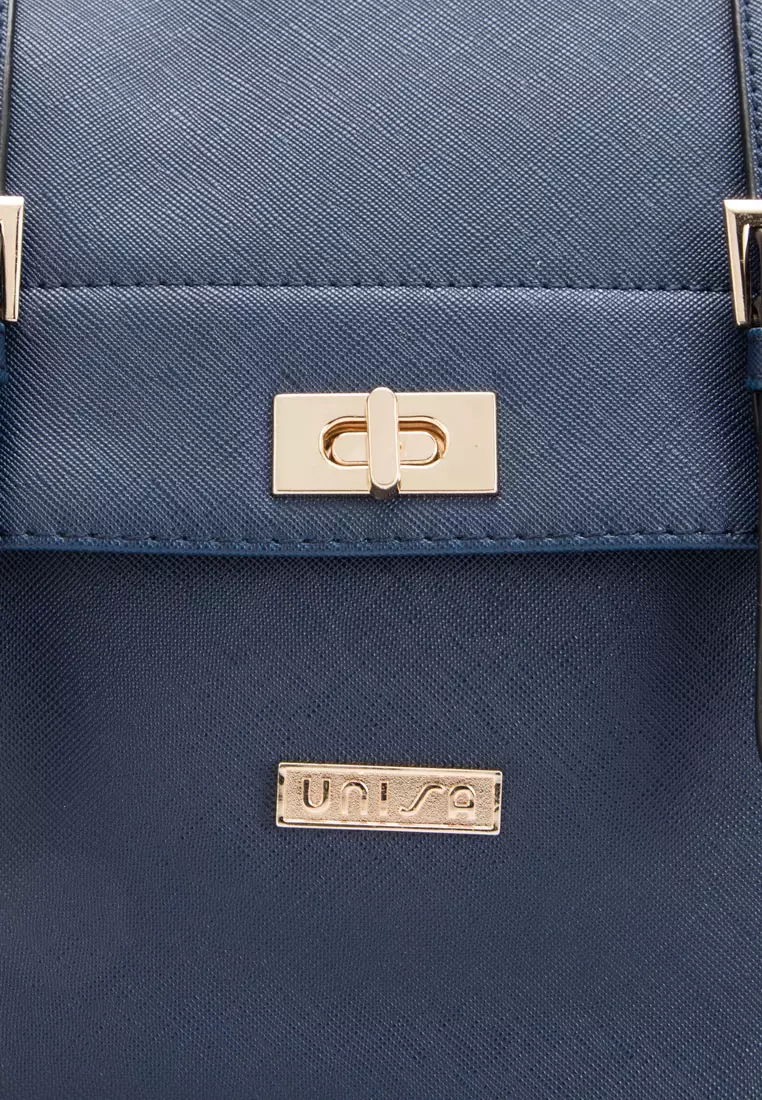 Unisa Saffiano Texture Mini Sling Bag With Turn Lock