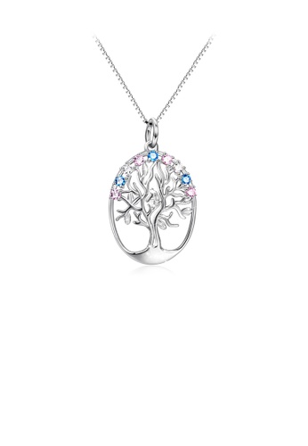 Buy Glamorousky 925 Sterling Silver Fashion And Elegant Tree Of Life Oval Pendant With Cubic Zirconia And Necklace 2021 Online Zalora Singapore