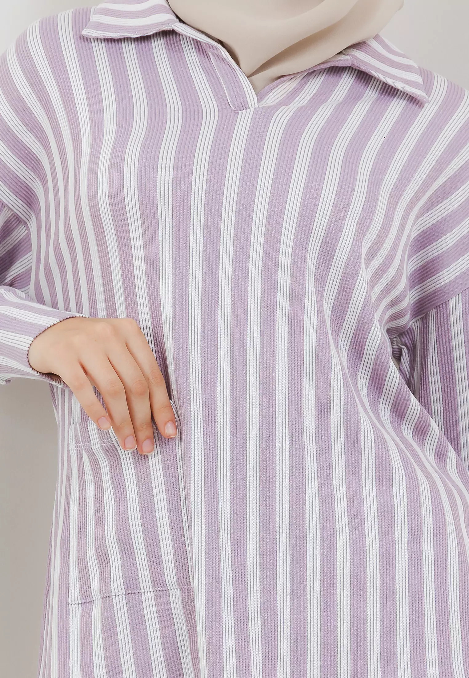 MFMW Kurniasari Atasan Blouse Lilac Motif Salur