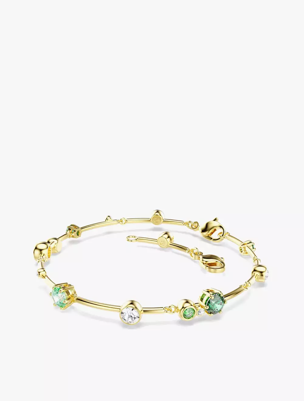 Constella bracelet, Mixed cuts, Green, Gold-tone plated