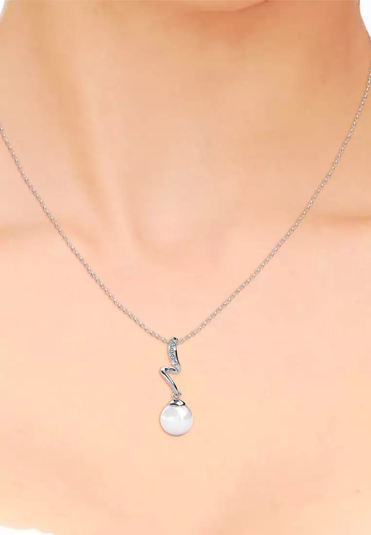 Waver Pearl Pendant WG - Kalung Crystal by Her Jewellery