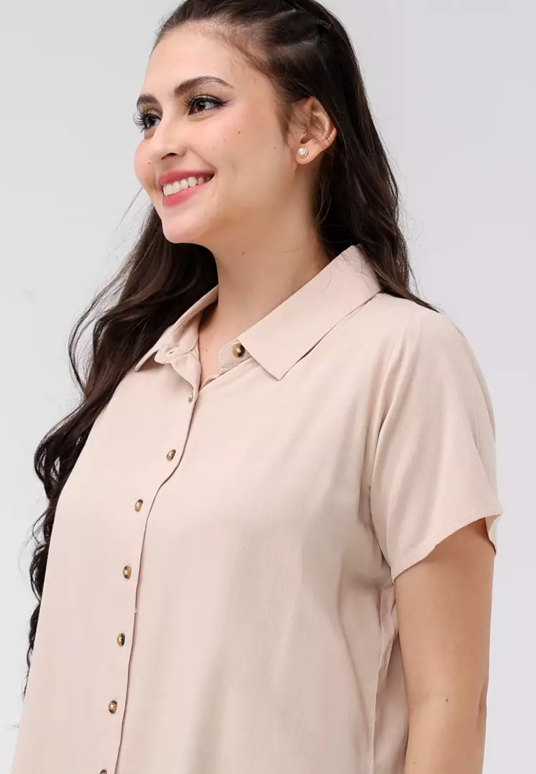Soft Linen Woven Short Sleeves Blouse