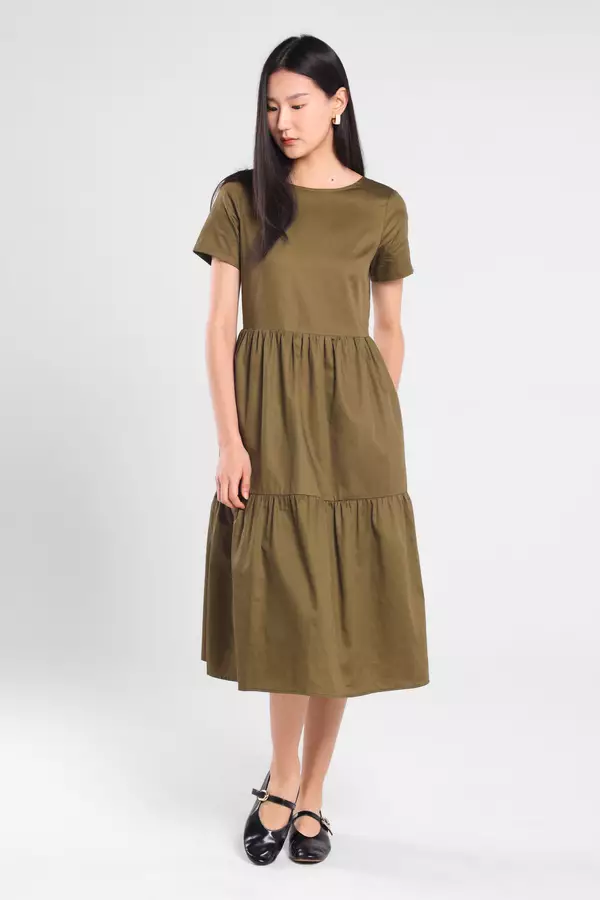 Minimal - Marizza - Dress A Line - Olive Warna Olive
