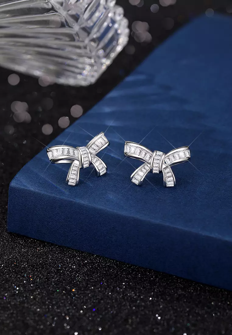 Anting Wanita Korea Berlian Antingan Kotak Indah Anting Cewek silver