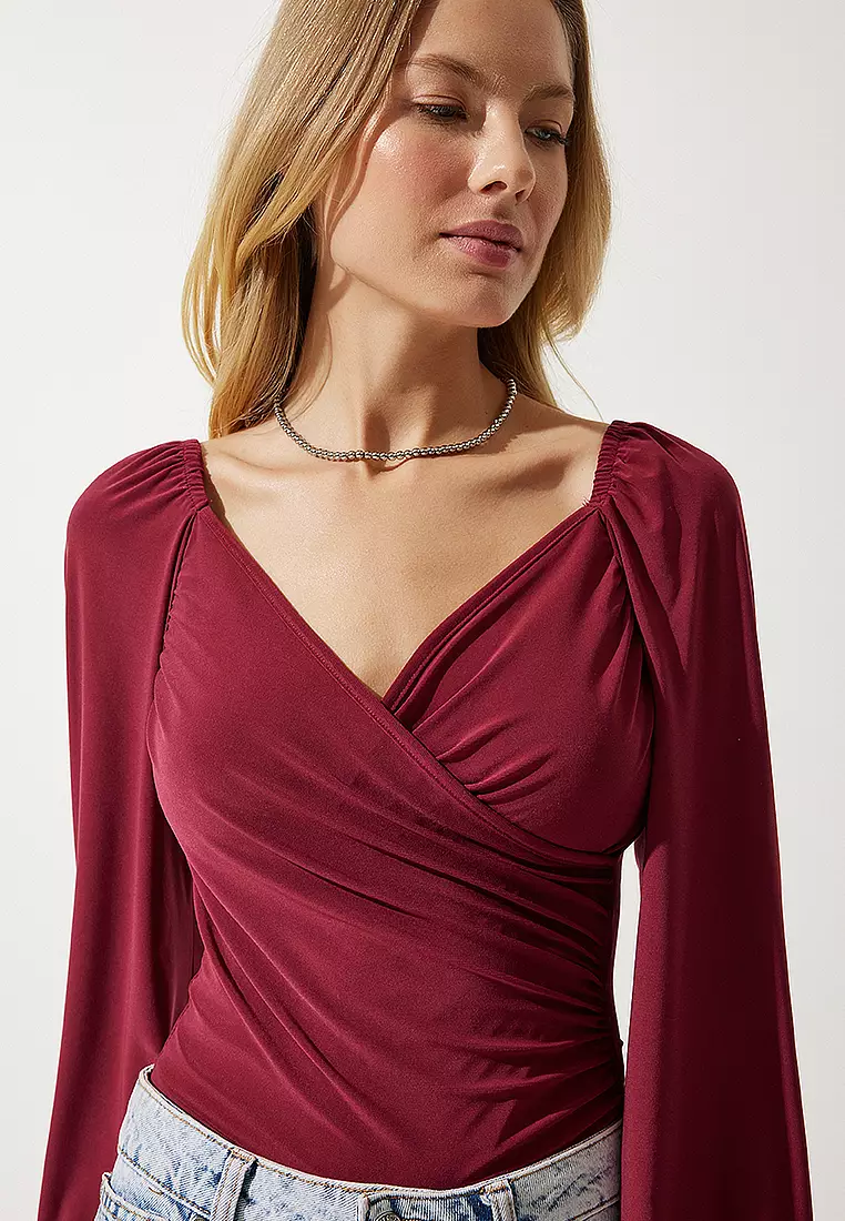 Long Sleeves Surplice Blouse
