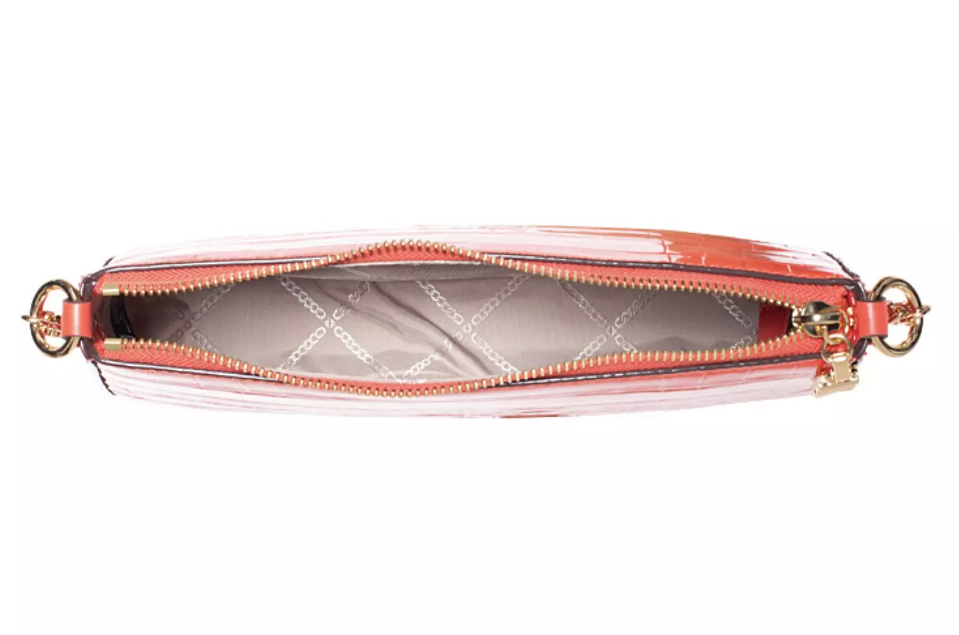 Michael Kors Empire Chain Pouchette Leather Line Medium Size - Red