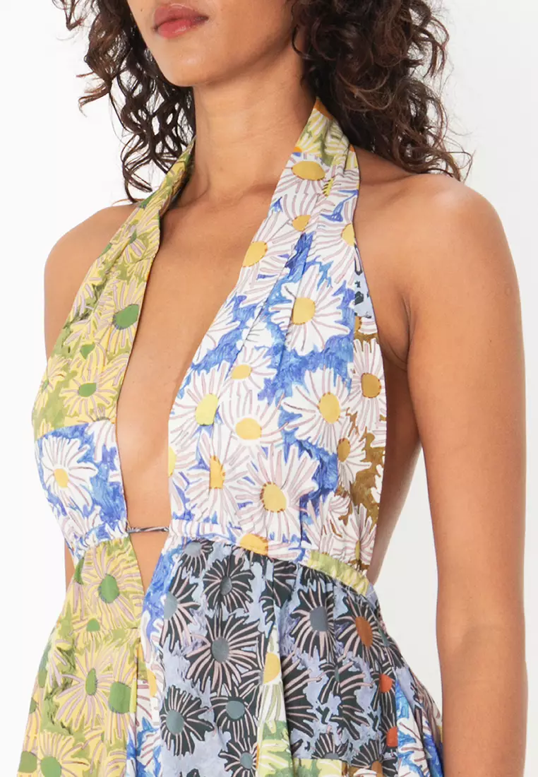 Floral Print Halter Mini Dress
