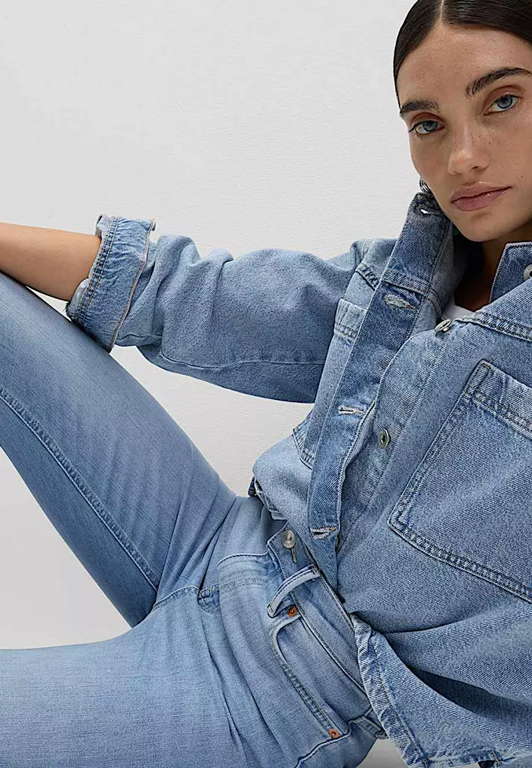 High Waisted Slim Flare Cropped Jeans