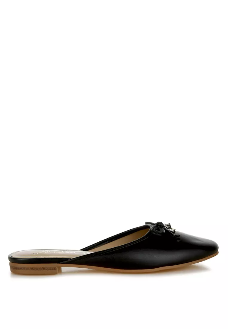 Discount on London Rag  shoes - SKU: Bow Slip-On Flat Mules in Black